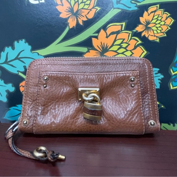 Chloe Paddington Brown Leather Zip Wallet with Padlock - Picture 1 of 7